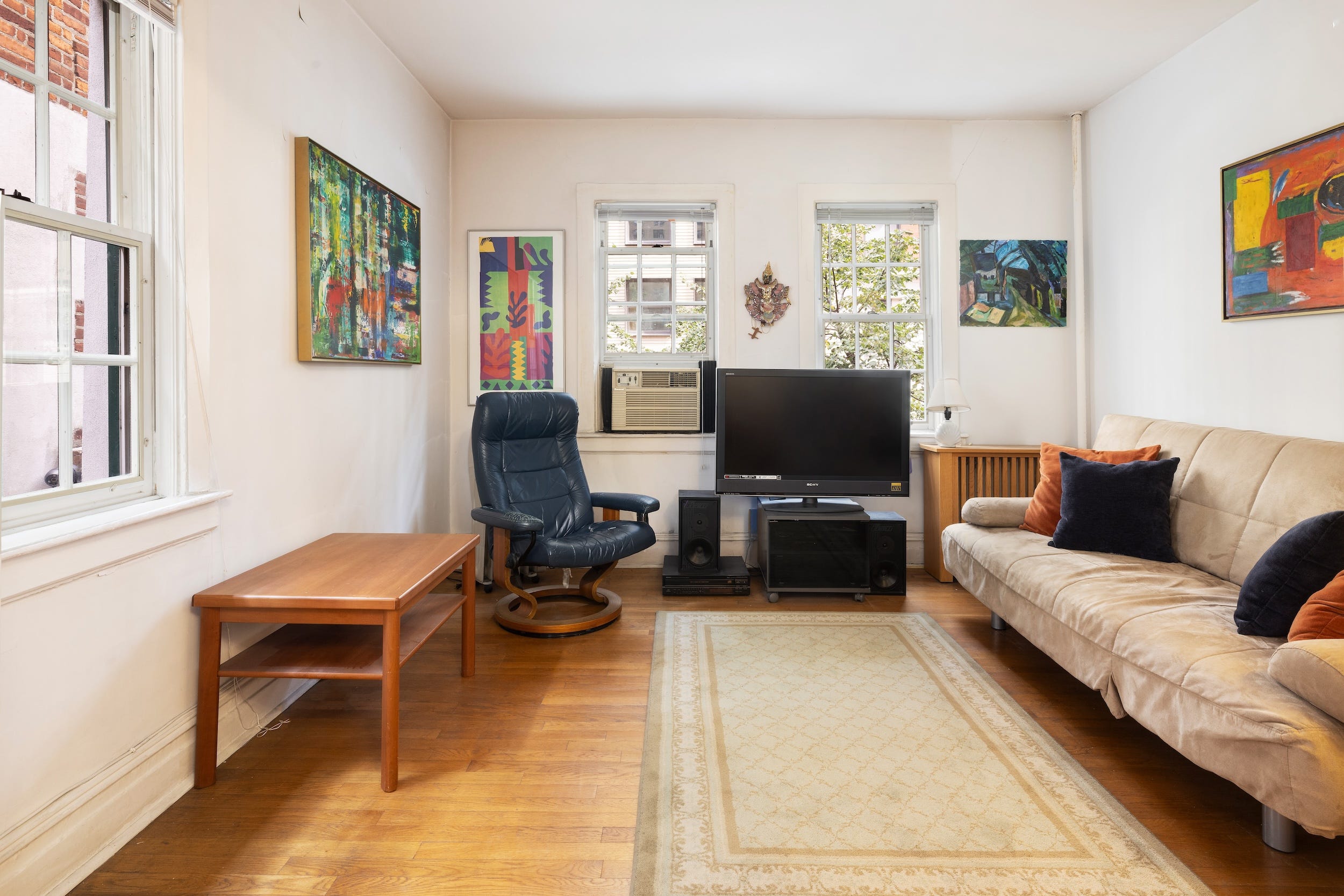 A living room in a New York City condo.