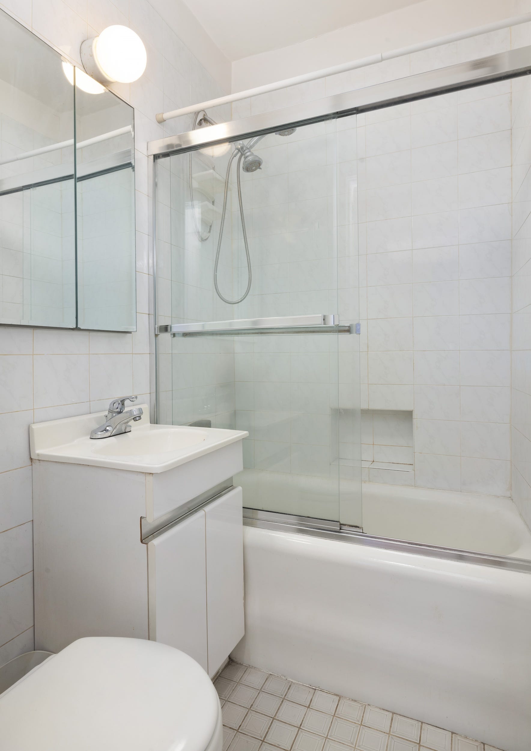 A bathroom in a New York condo.