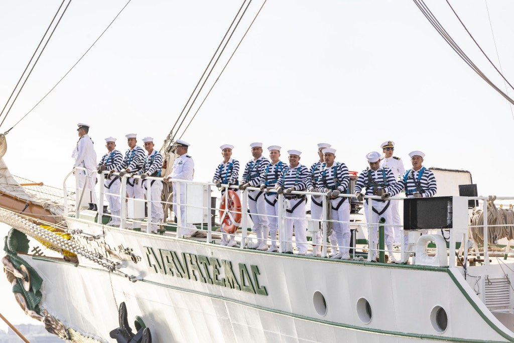 The Cuauhtémoc, rebuilt after crashing into the Brooklyn Bridge in May, begins its 35-day voyage home.