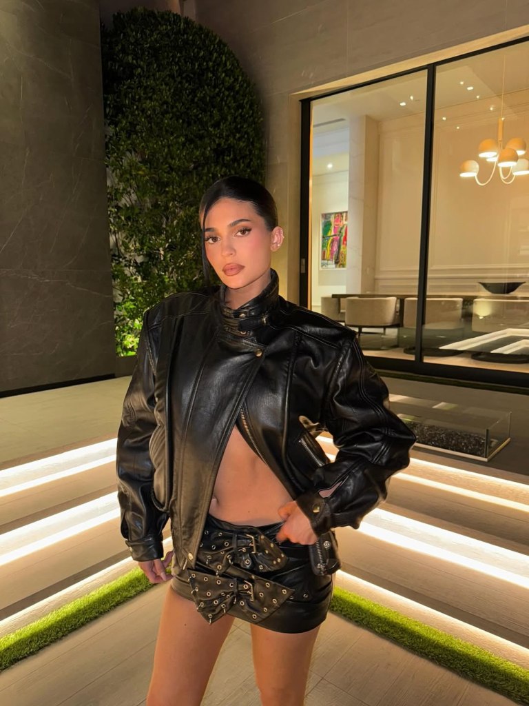 Kylie Jenner rings in leather-weather season.
