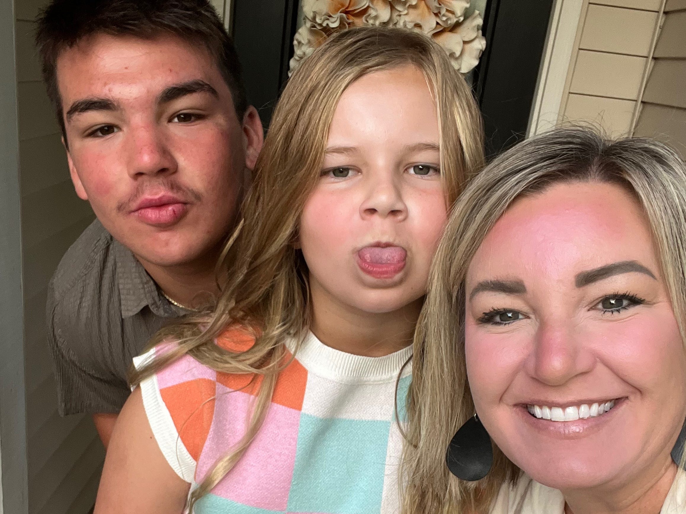 Amber Kissell with her son and daughter