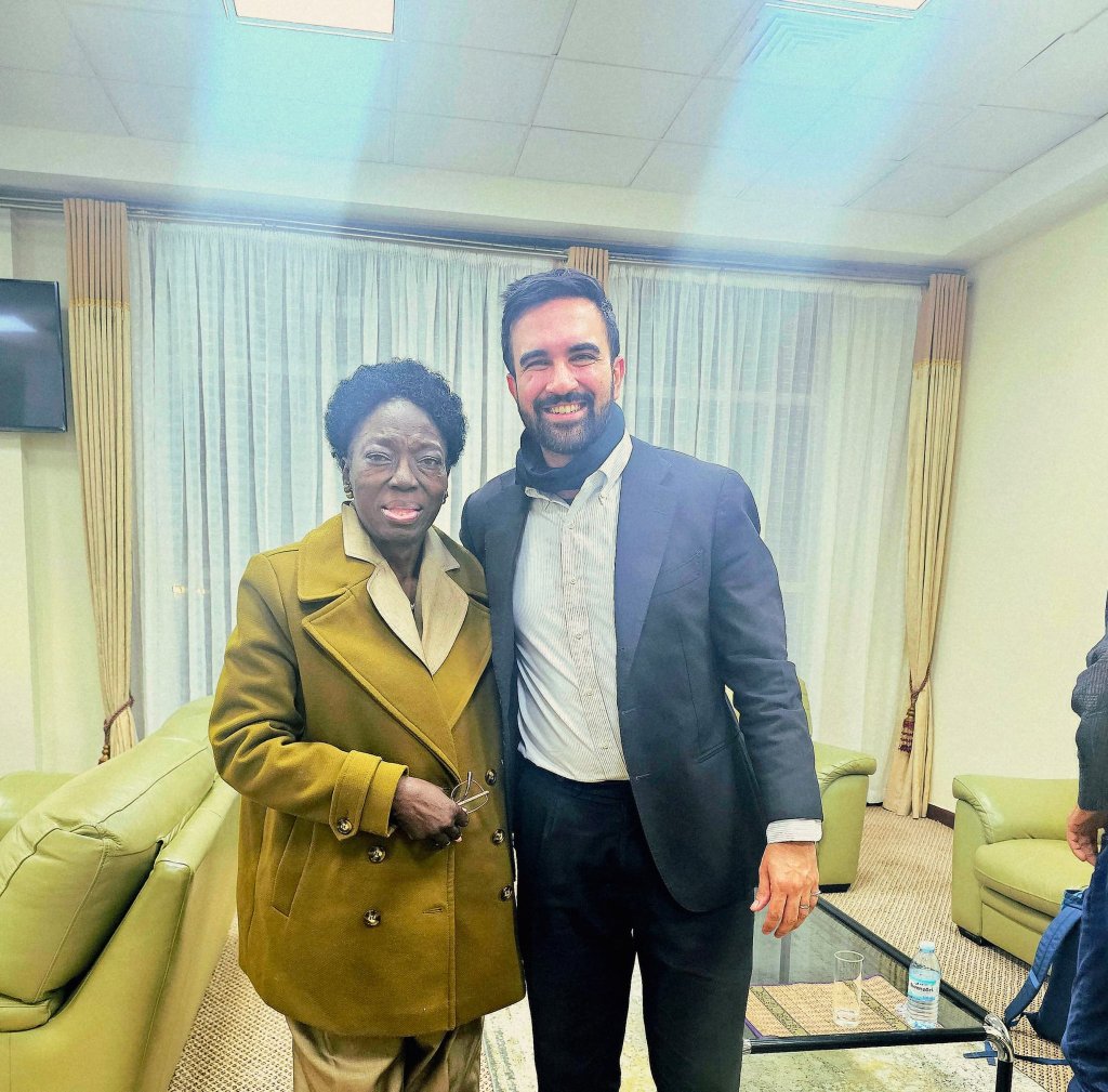 Rebecca Alitwala Kadaga and Zohran Mamdani meeting in Uganda.