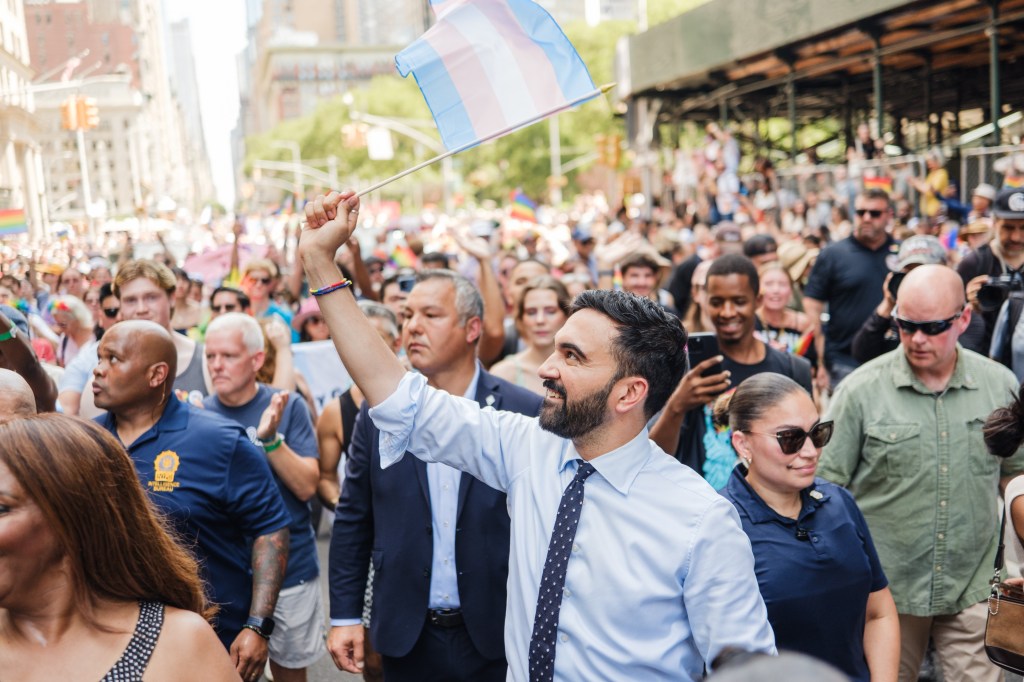 Mamdani marching in New York City's Pride Parade on June 29, 2025.