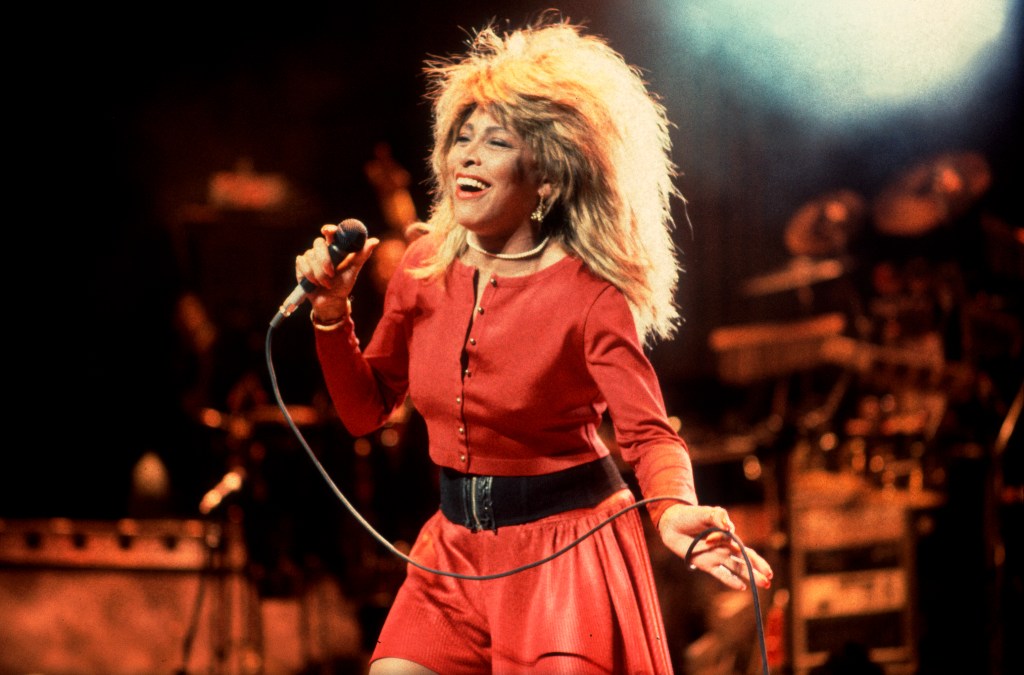 Tina Turner performing onstage at the Poplar Creek Music Theater.