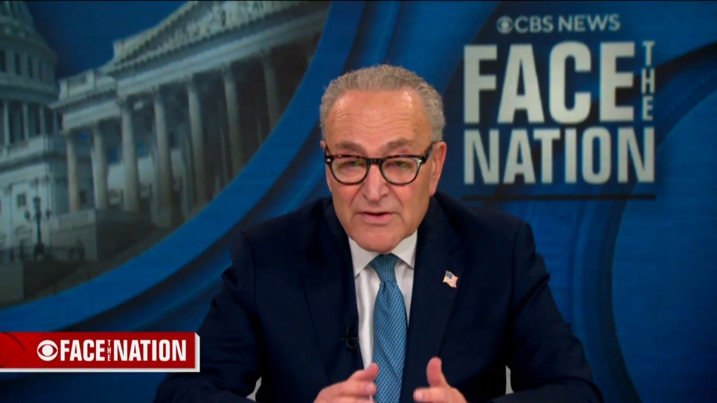 Senate Minority Leader Chuck Schumer speaking on Face the Nation.