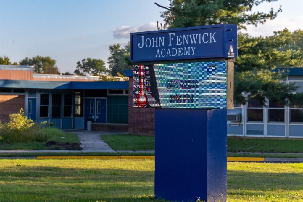John Fenwick Academy sign in Salem, New Jersey.