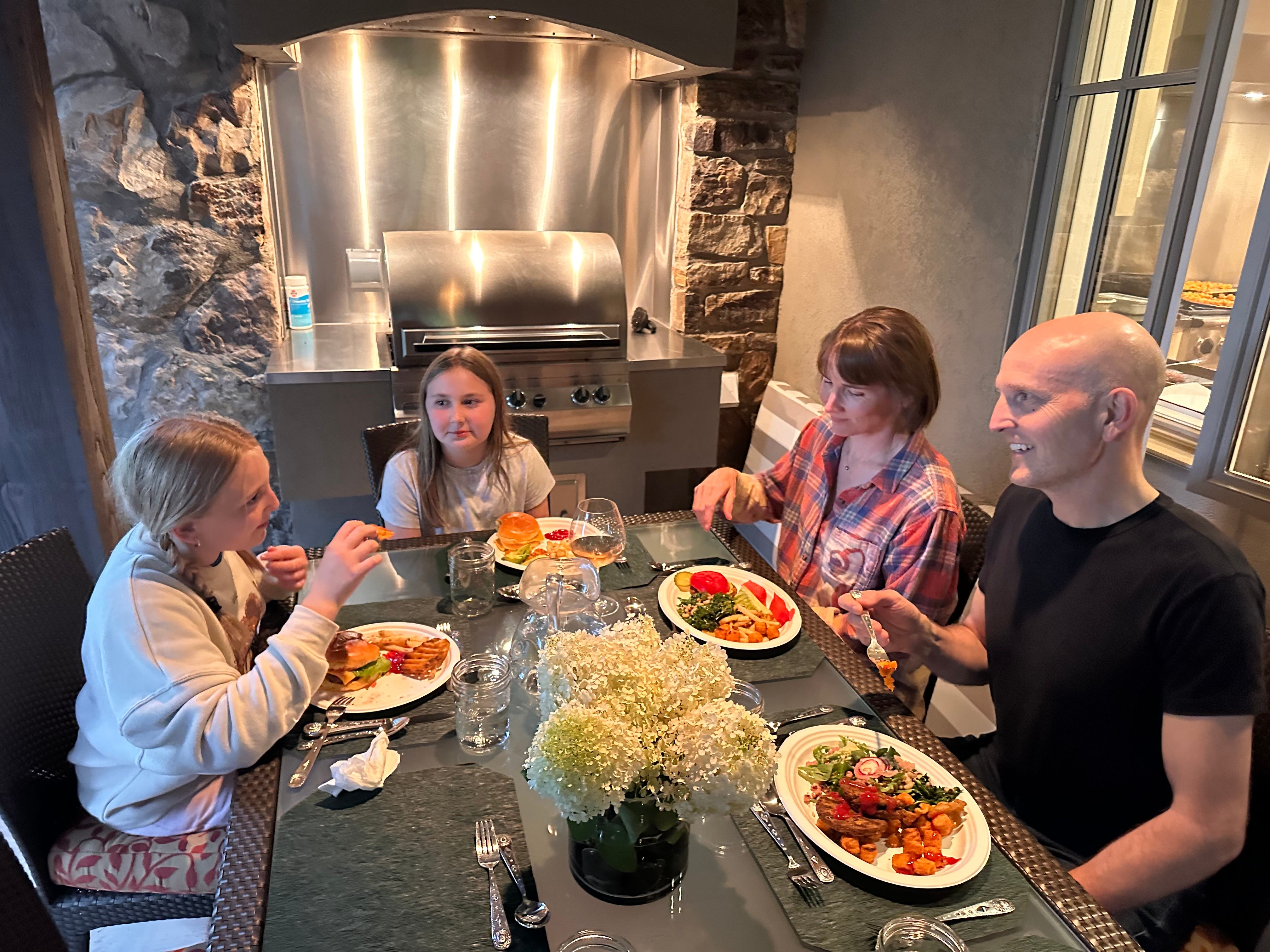 David Barnett eating dinner with family
