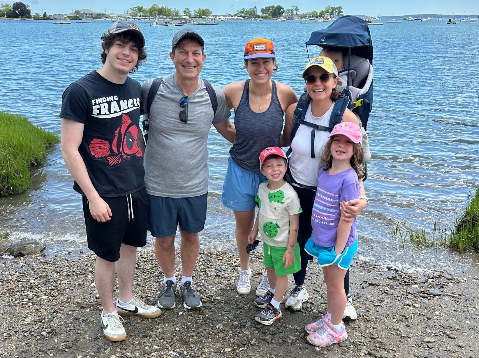The writer and her family on the beach in New York.