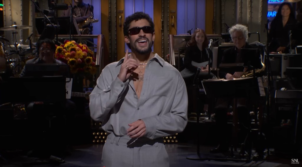 Bad Bunny performing on Saturday Night Live.