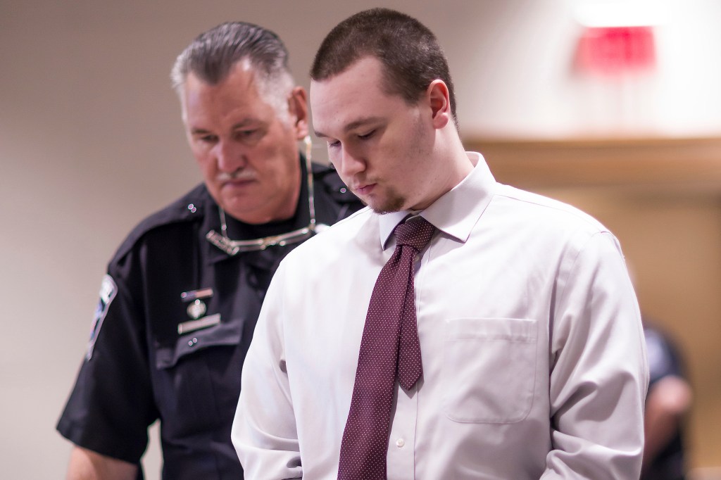 Eric Sweeney entering the Merrimack County Superior Court.