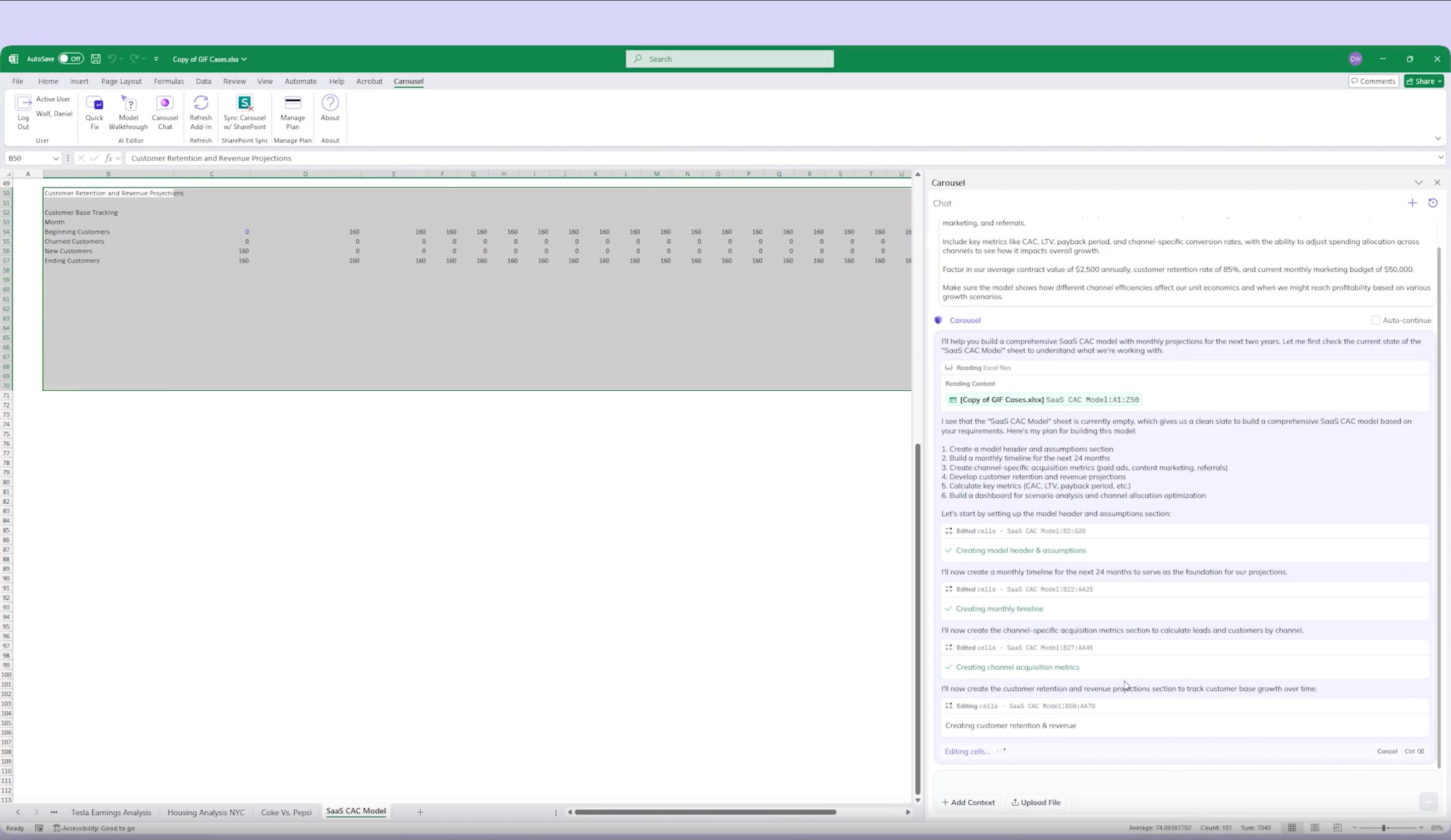 Carousel AI for Excel tool