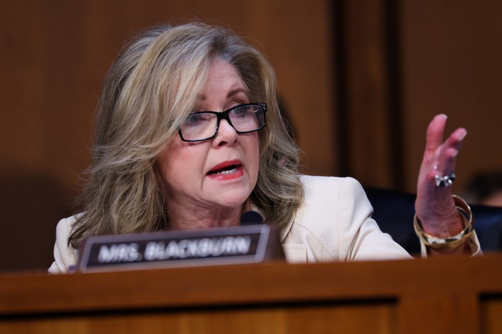 U.S. Senator Marsha Blackburn speaking at the Senate Judiciary Committee.