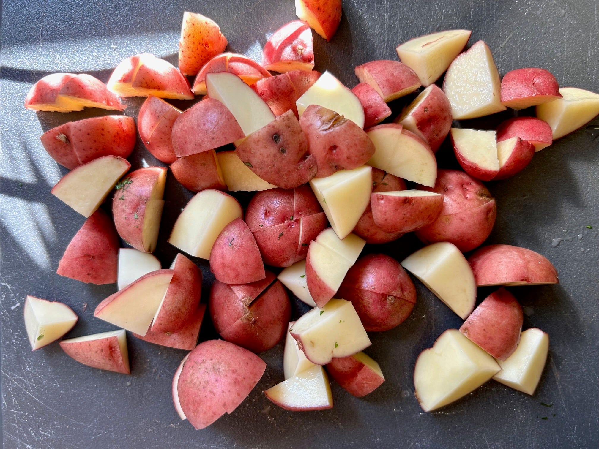 Chopped potatoes for Ina Garten's Hashed Brown Potatoes