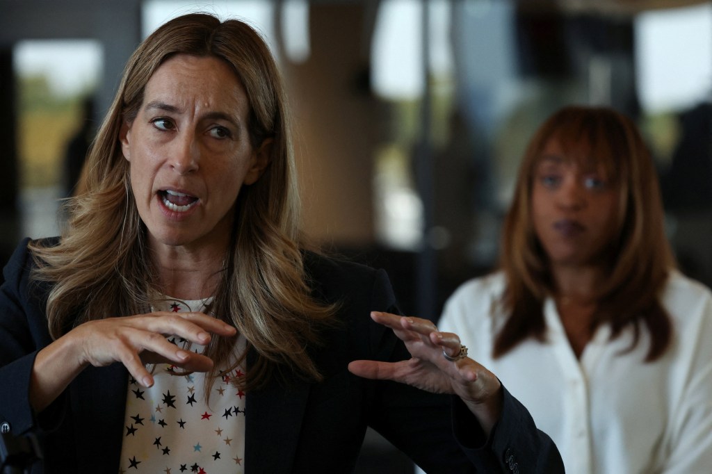 New Jersey Democratic candidate for Governor Mikie Sherrill speaks during a campaign event.