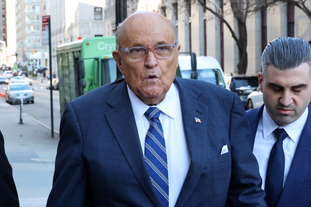 Rudy Giuliani arriving at Federal Court in Manhattan for a hearing.