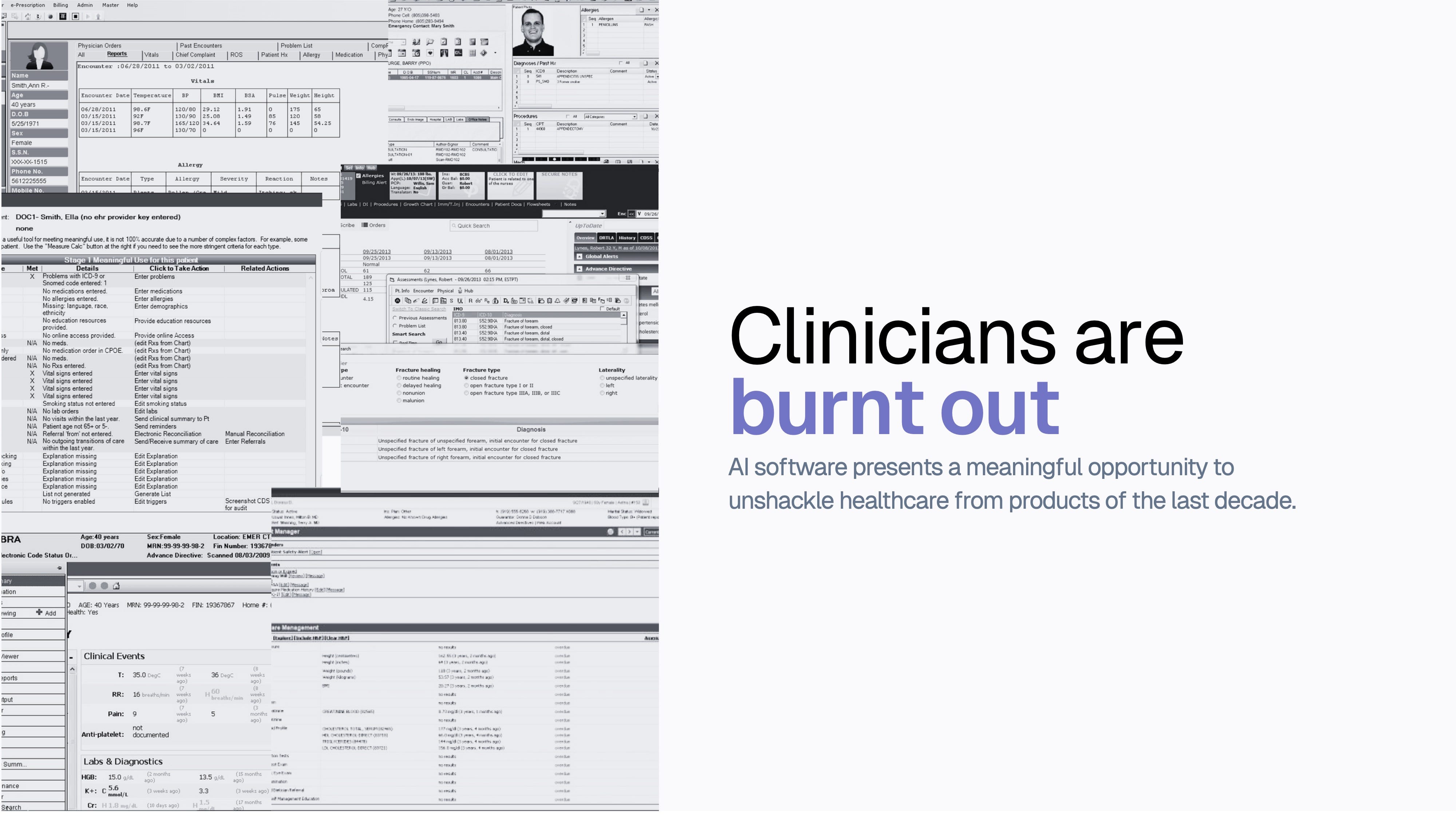 Heidi Health pitch deck slide 2 — Clinicians are burnt out