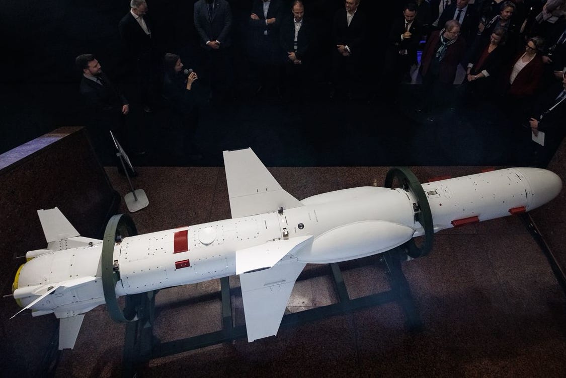 An image released by Ukraine of a modified Neptune cruise missile.