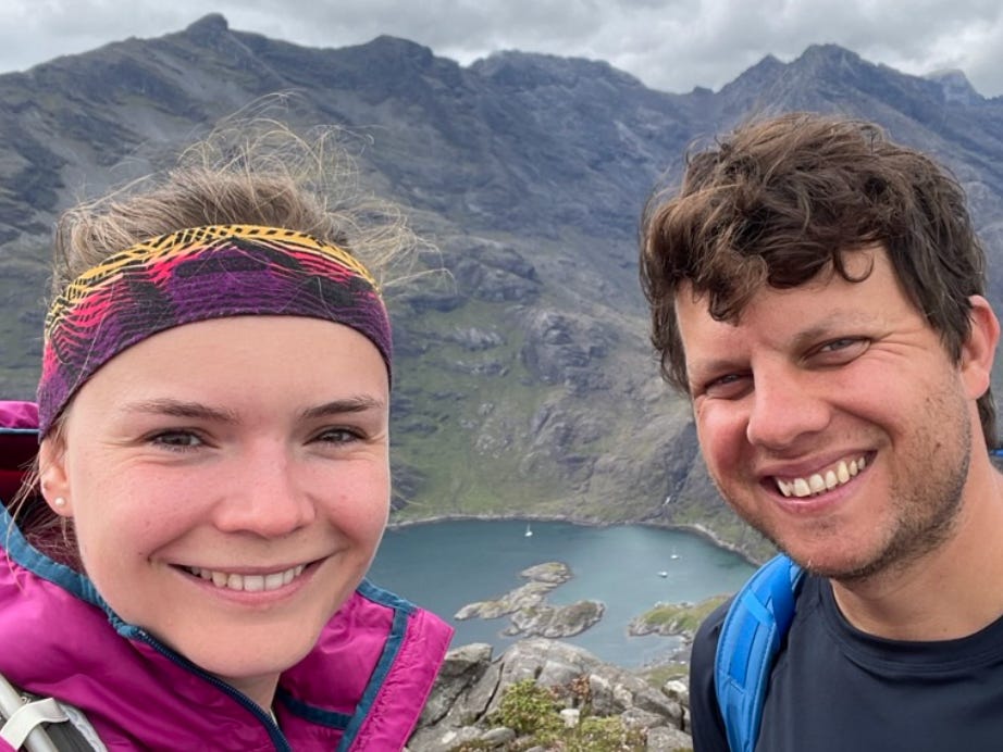 The writer and her husband in Scotland.