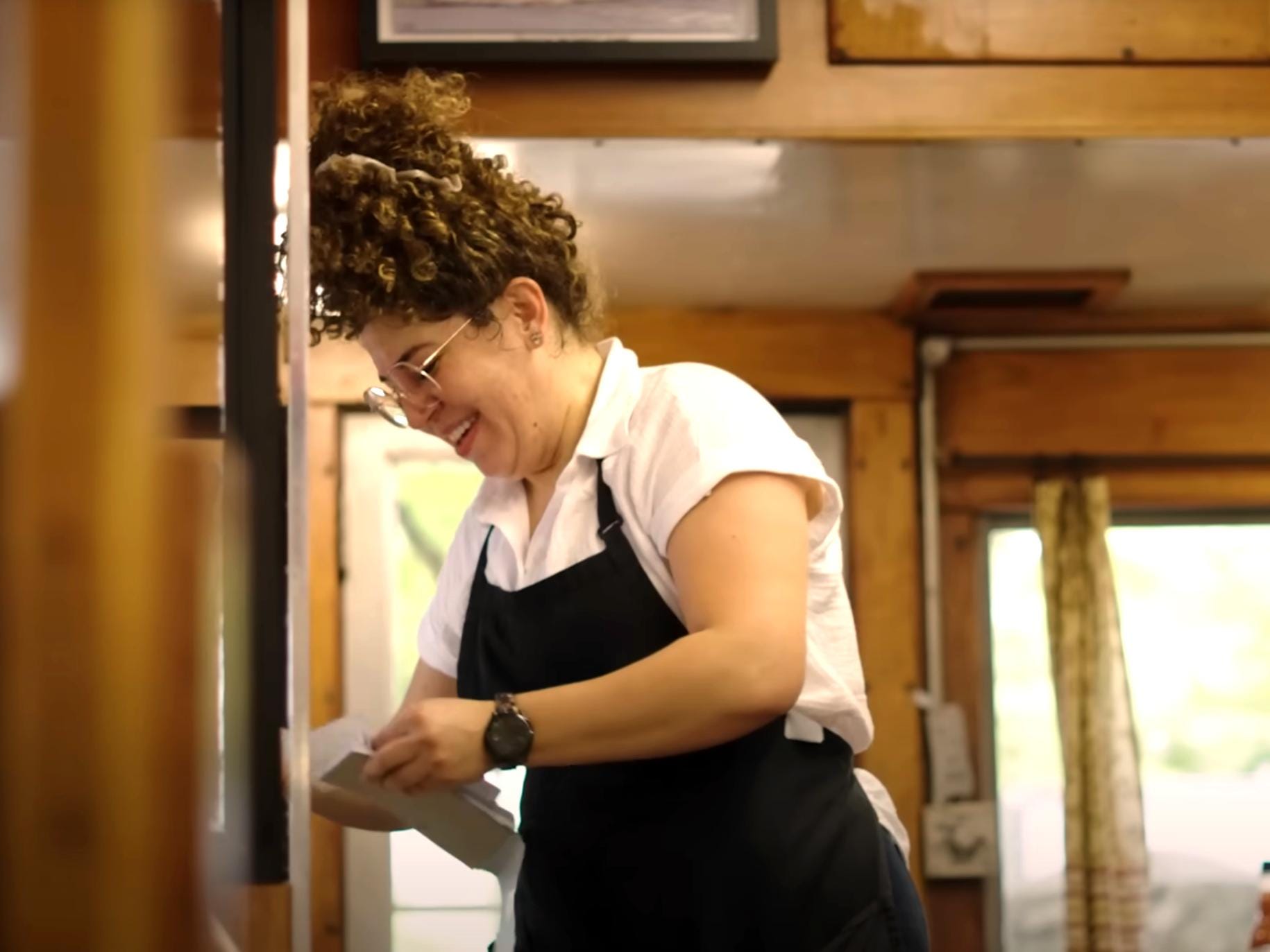 Waitress inside of Summit Diner.