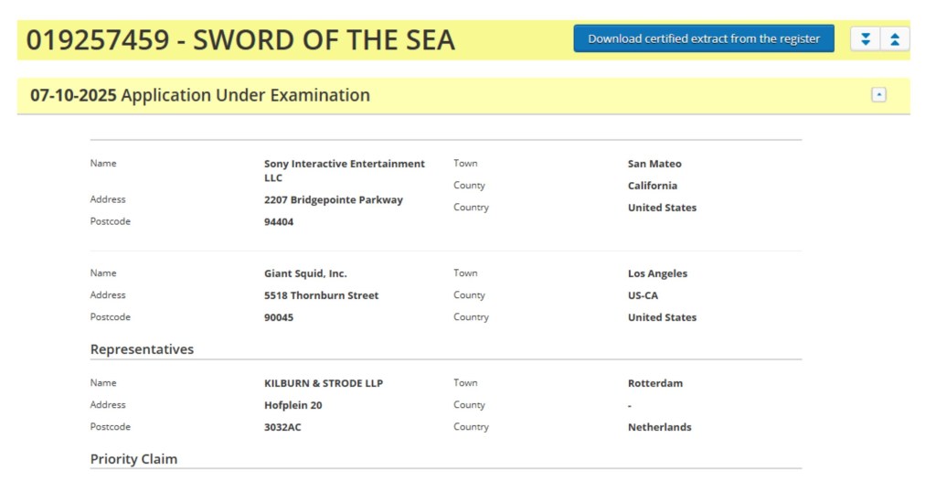 Sony Interactive Entertainment Giant Squid Patent