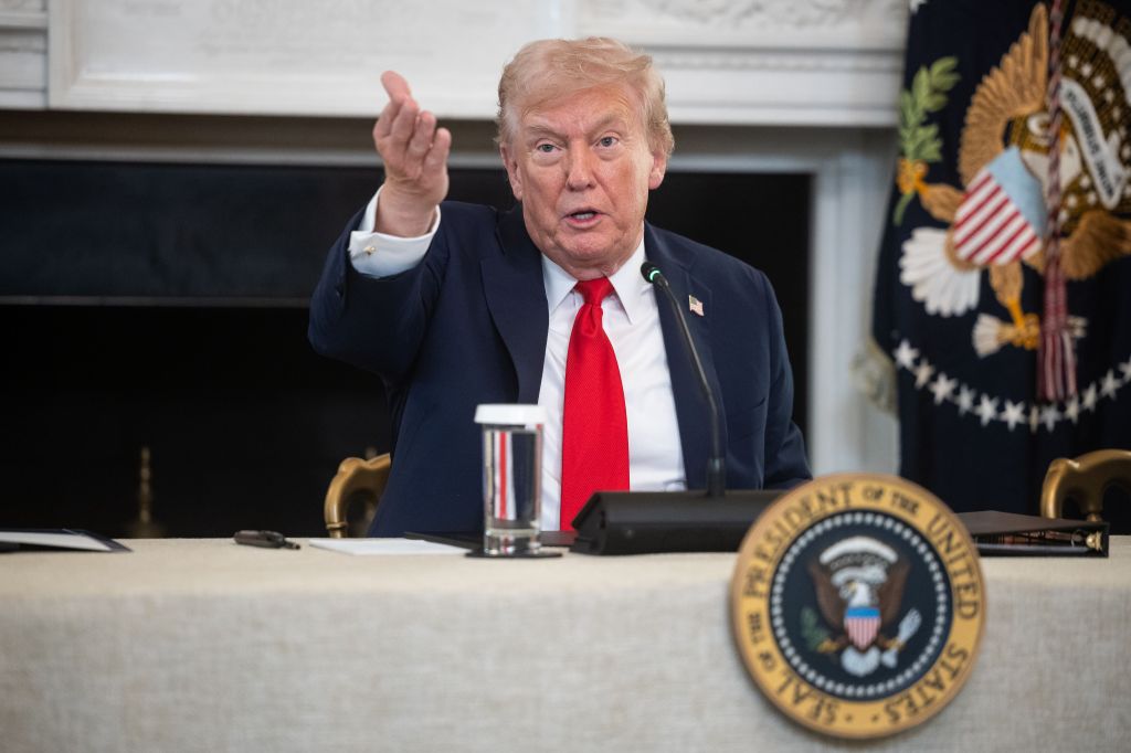 US President Trump speaking during a roundtable on the Antifa movement.