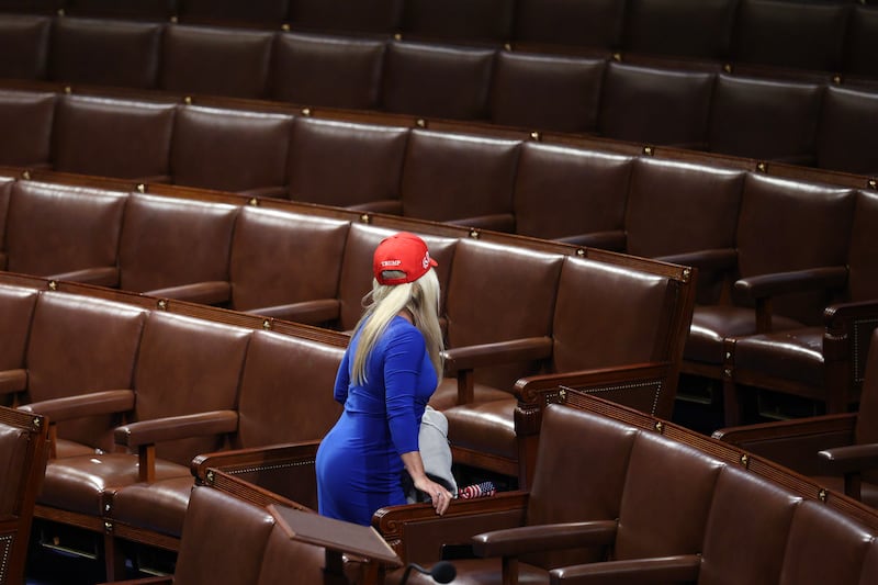Rep. Marjorie Taylor Greene leaves after President Donald Trump addressed a joint session of Congress at the U.S. Capitol on March 4, 2025 in Washington, D.C.
