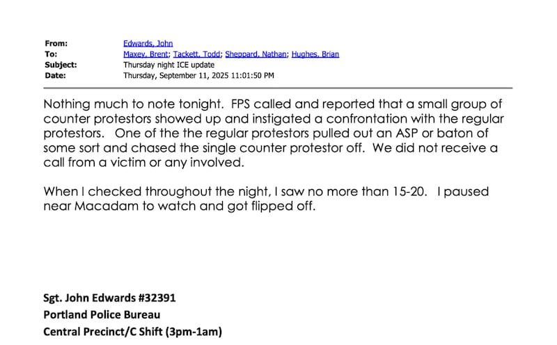 Email correspondence filed by Oregon and Portland