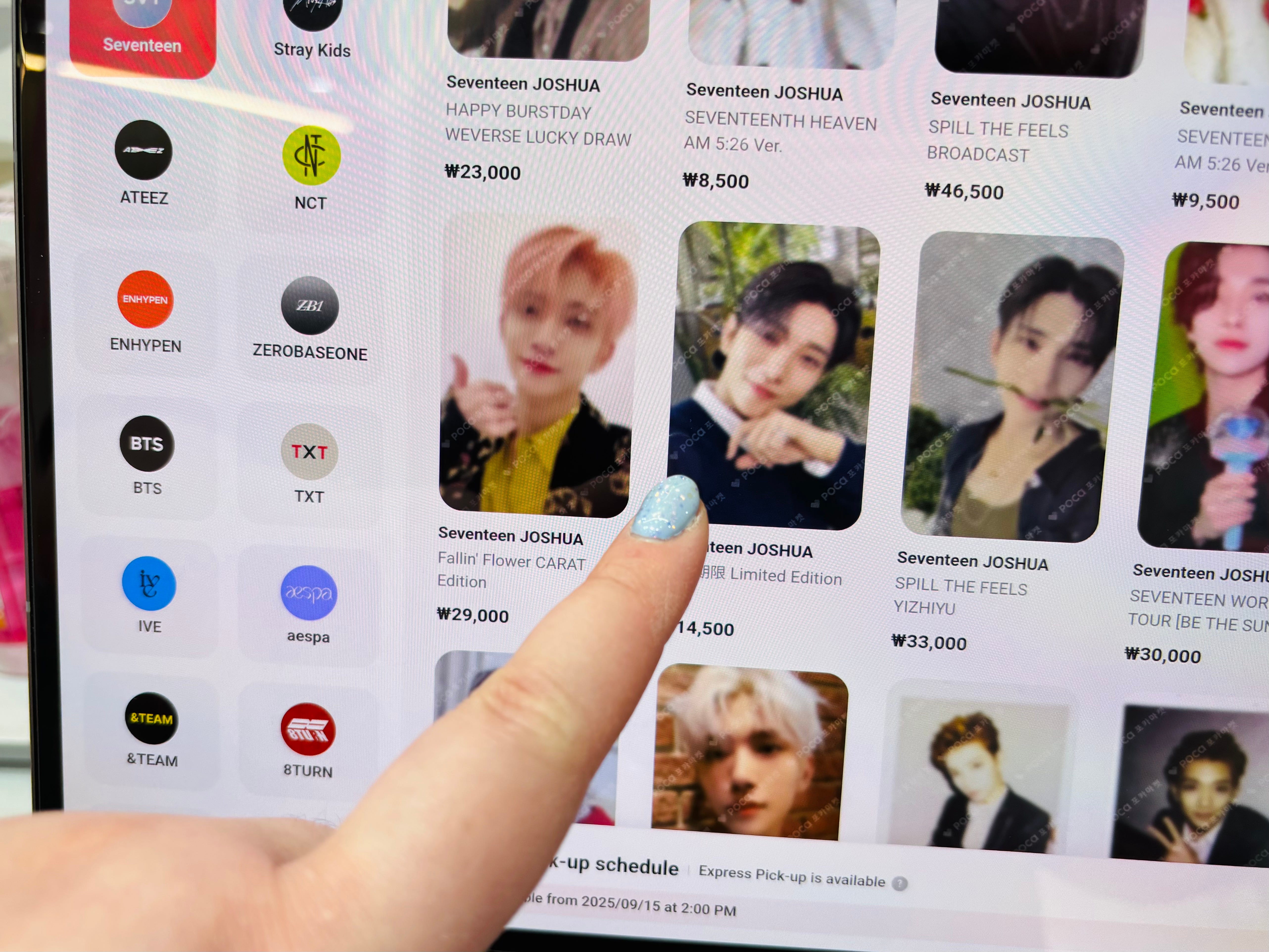 A photo showing a buying screen at Pocaspot Myeongdong.
