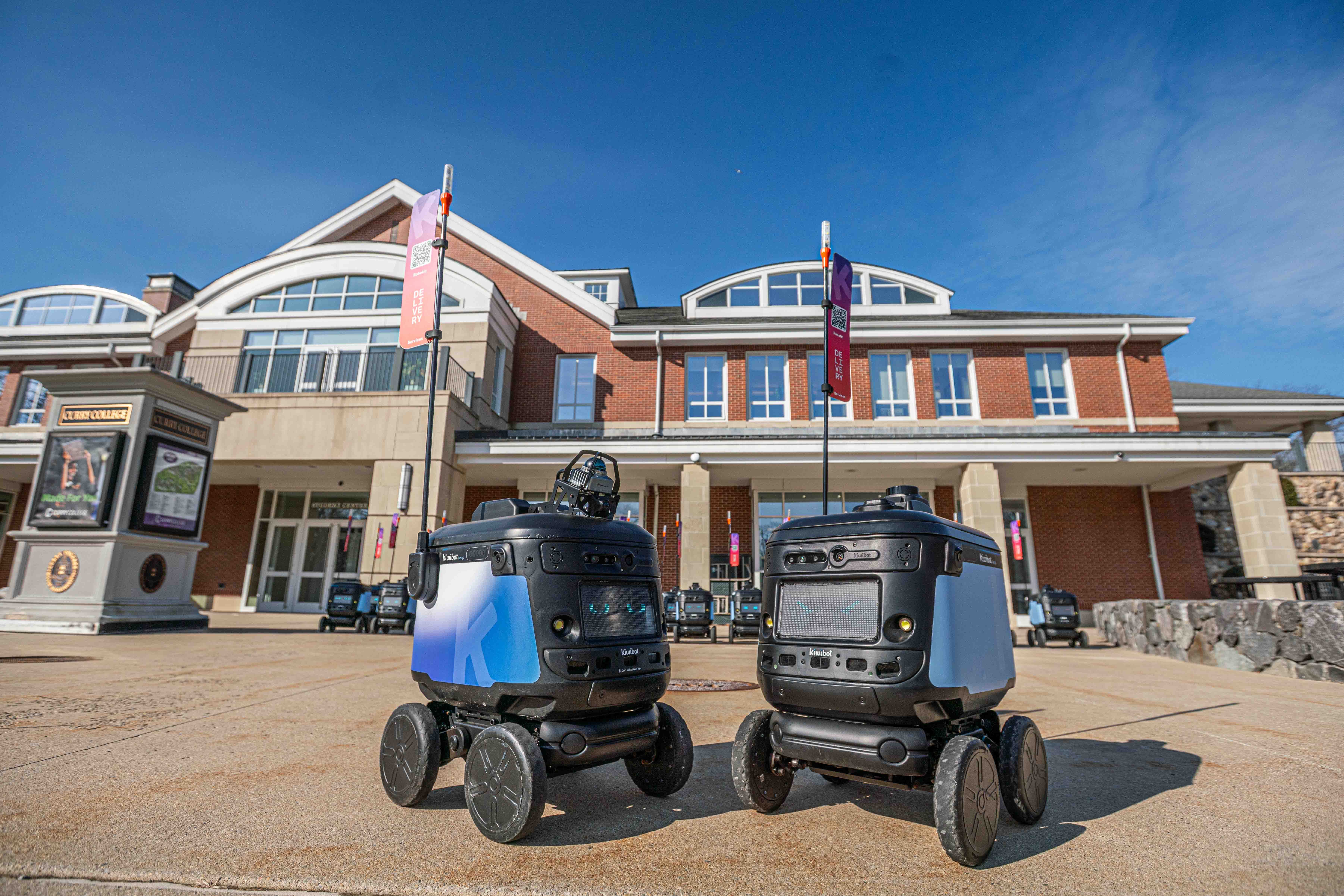 The Kiwibot deployment at Curry College is pictured.