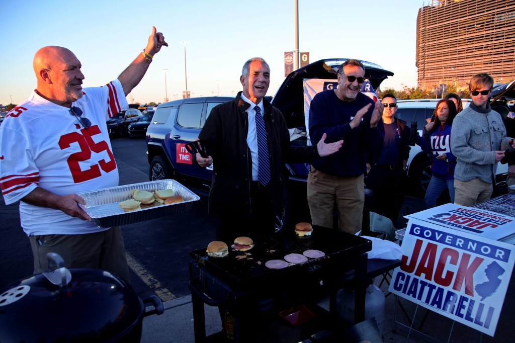 Republican gubernatorial candidate Jack Ciattarelli campaigning at Metlife Stadium.