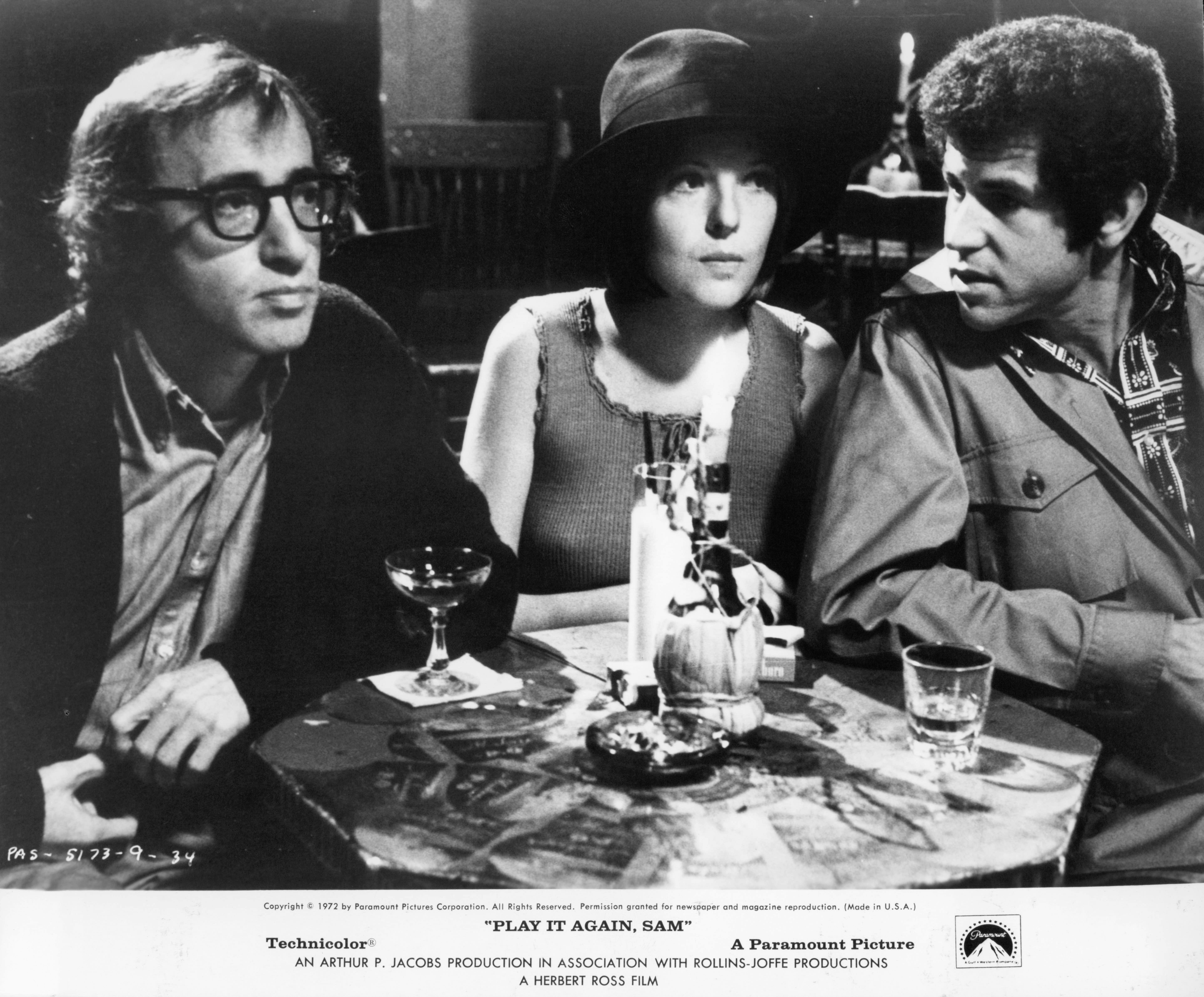 Woody Allen, Diane Keaton and Tony Roberts filming