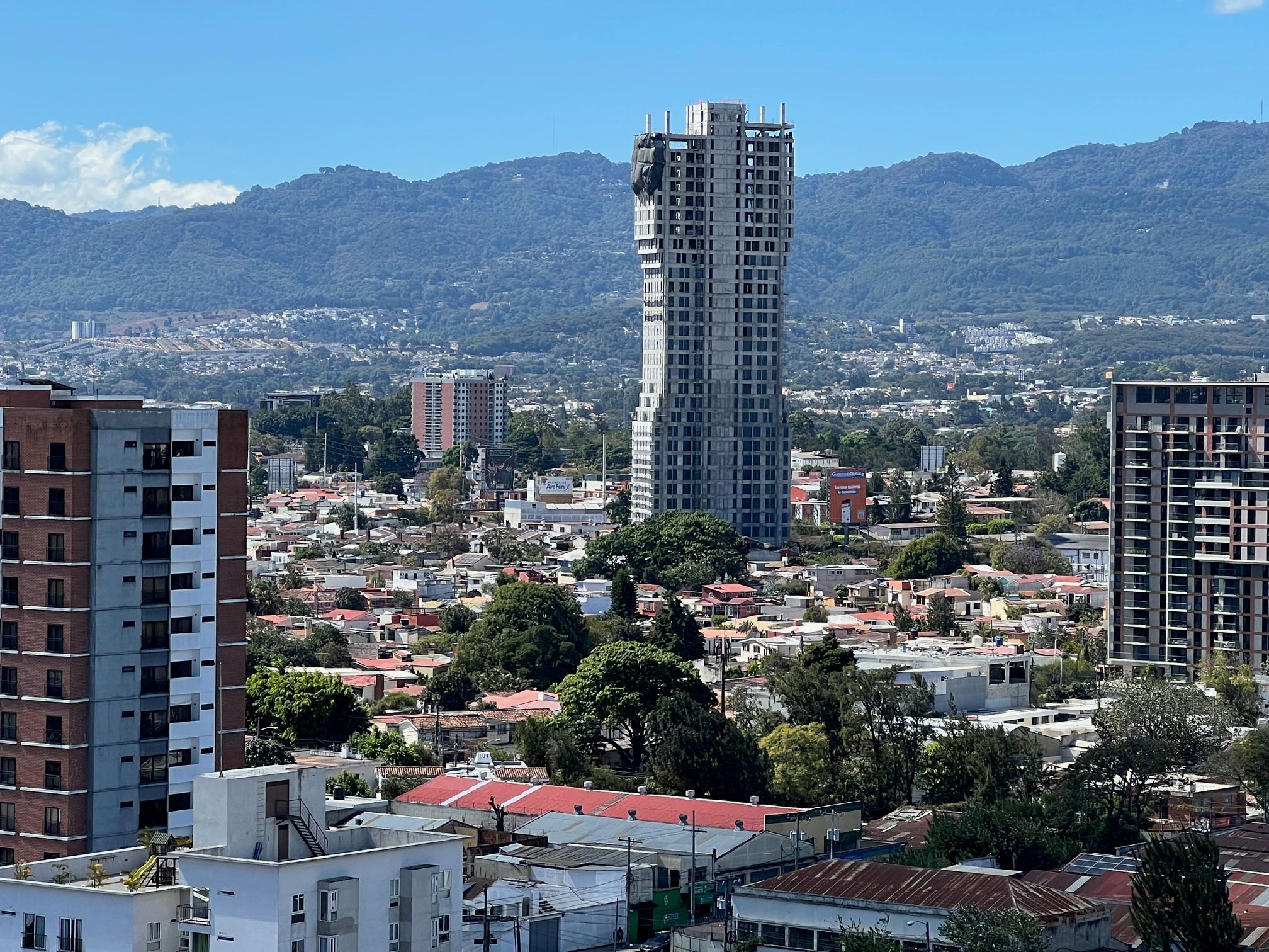 A skyscraper being built in Guatemala City.
