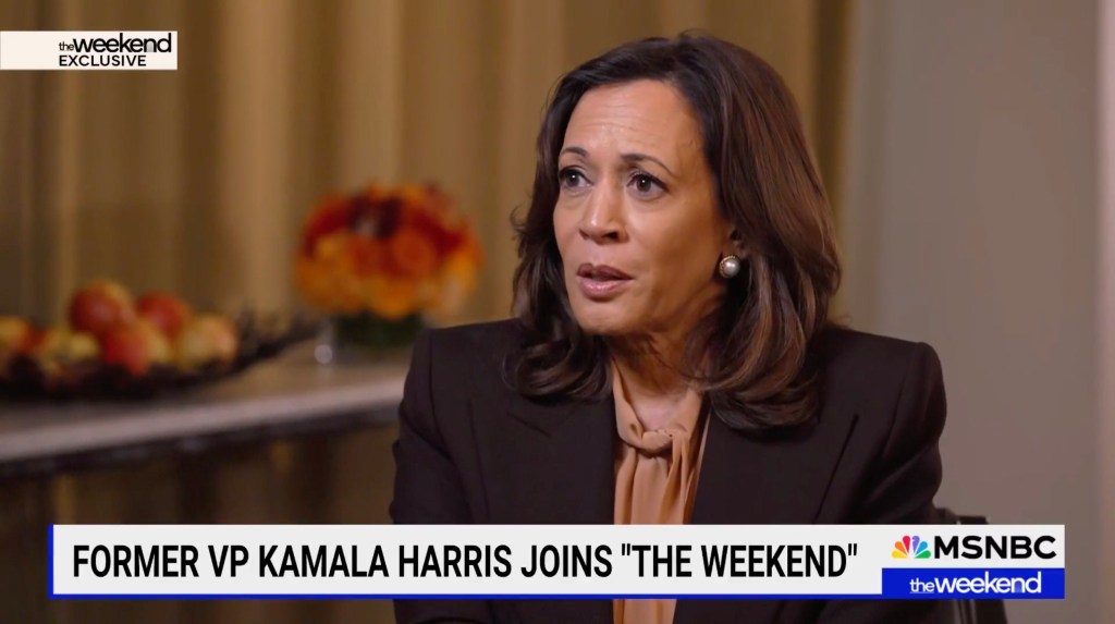 Kamala Harris during an interview on MSNBC's 