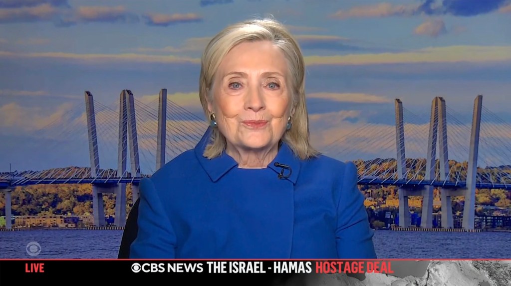 Hillary Clinton on CBS News discussing the Israel-Hamas deal.