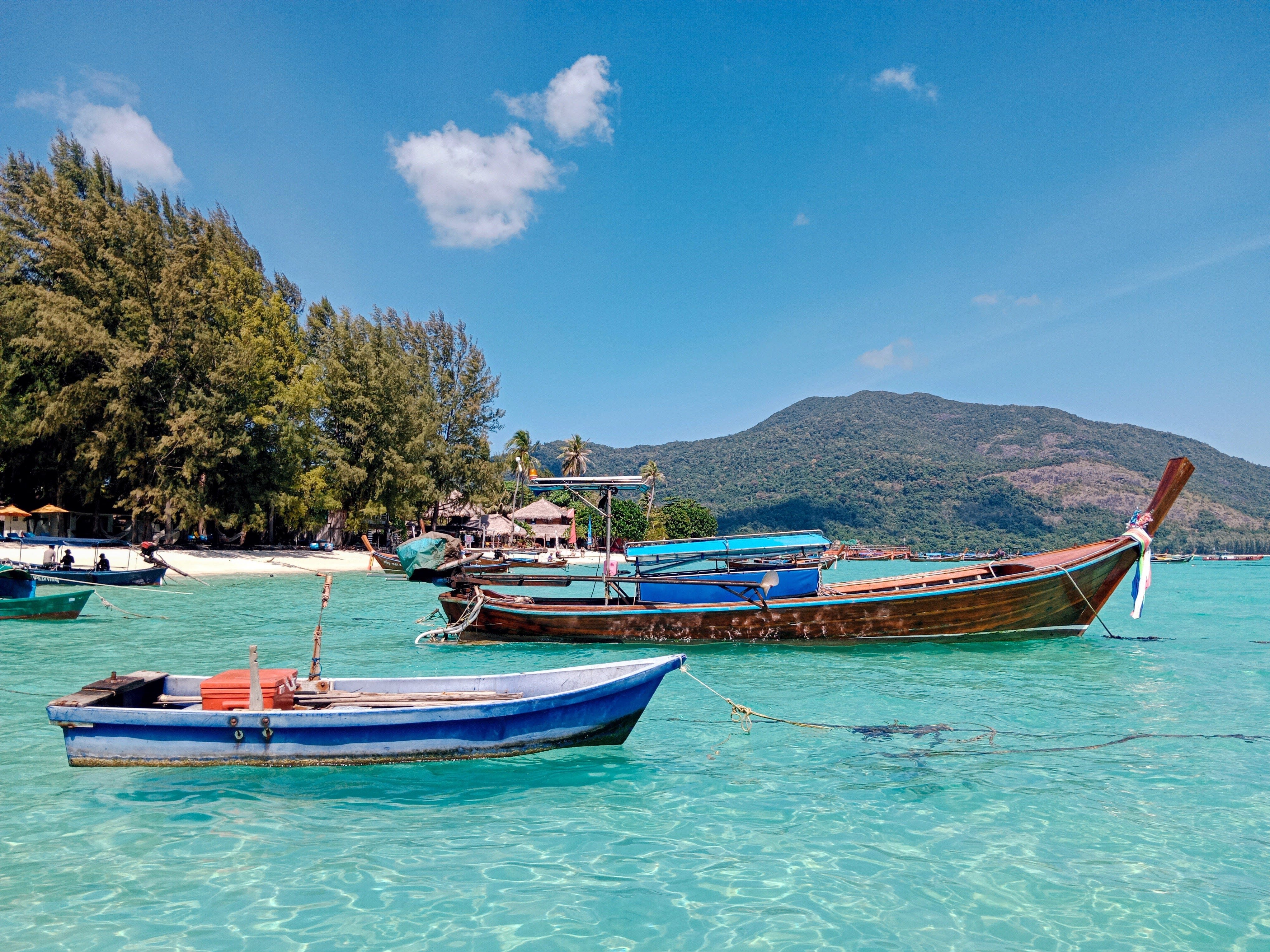 Boats in the water in Koh Lipe, Thailand.