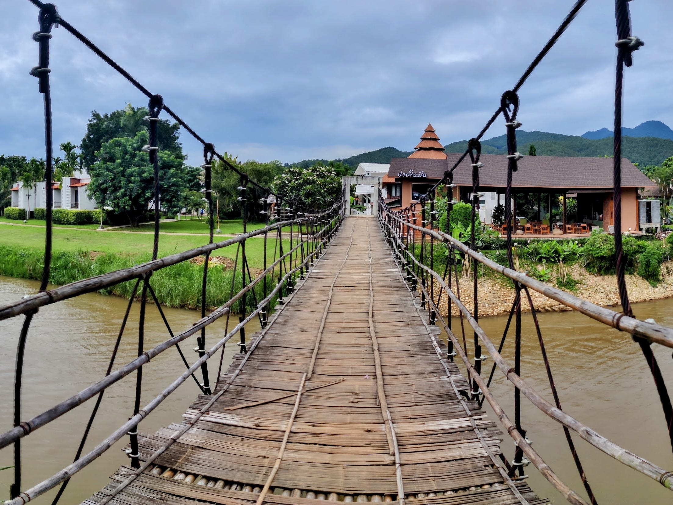 A bridge over the river in Pai, Thailand.