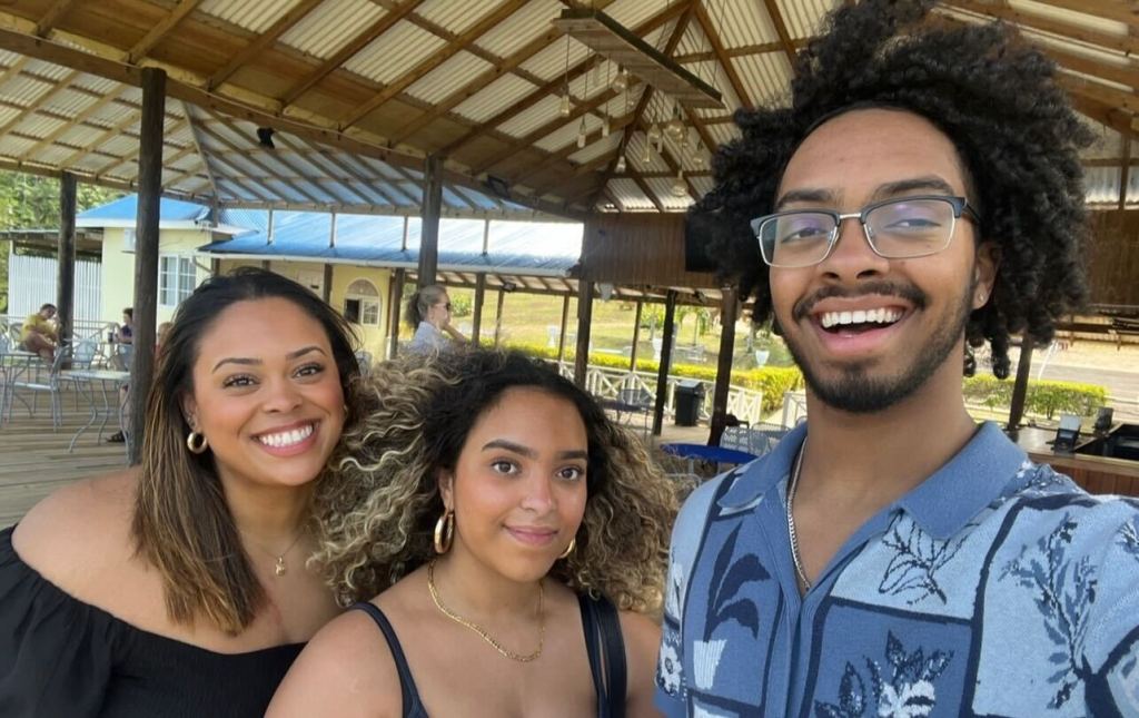 (Left) Genesis Villella with twin kids Delilah and Peter. 