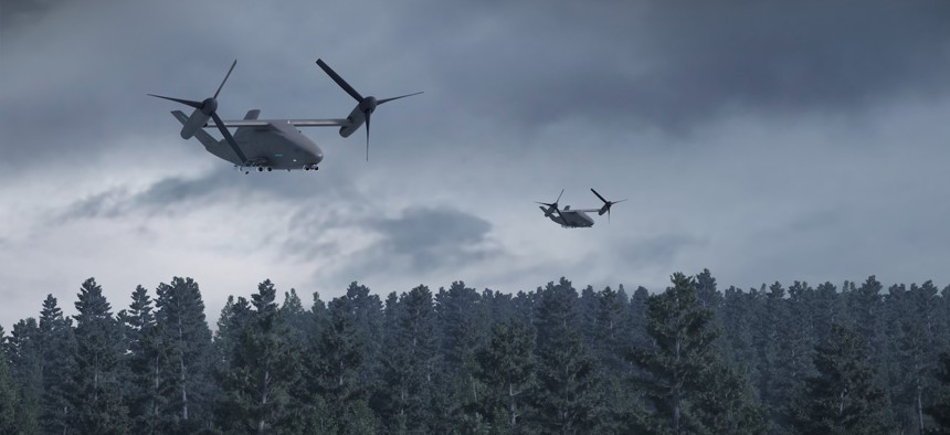 Boeing revealed renderings for its unmanned, tiltrotor drone wingman at AUSA, Oct. 13, 2025.