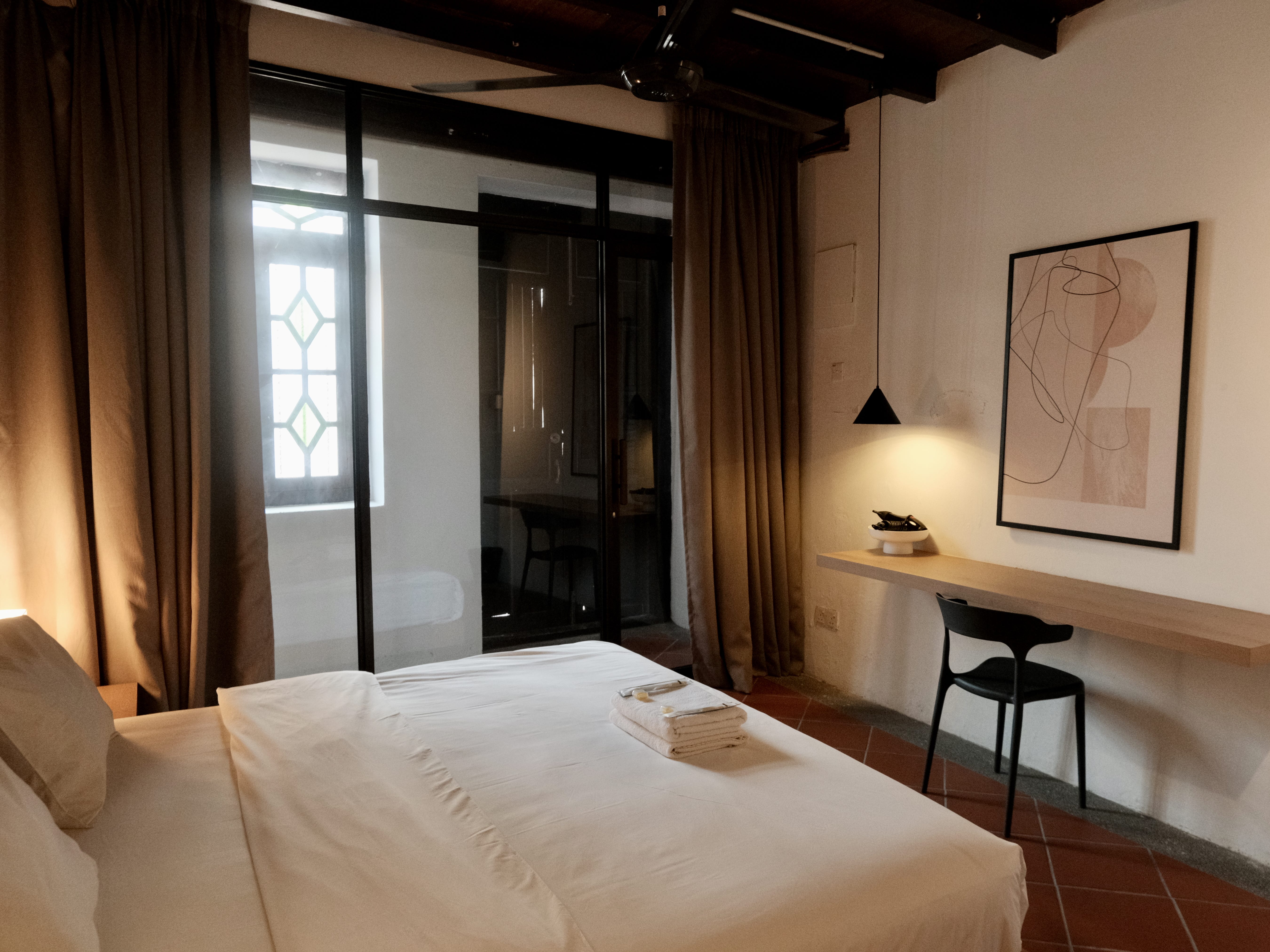 One of the bedrooms in the heritage house in Penang, Malaysia.