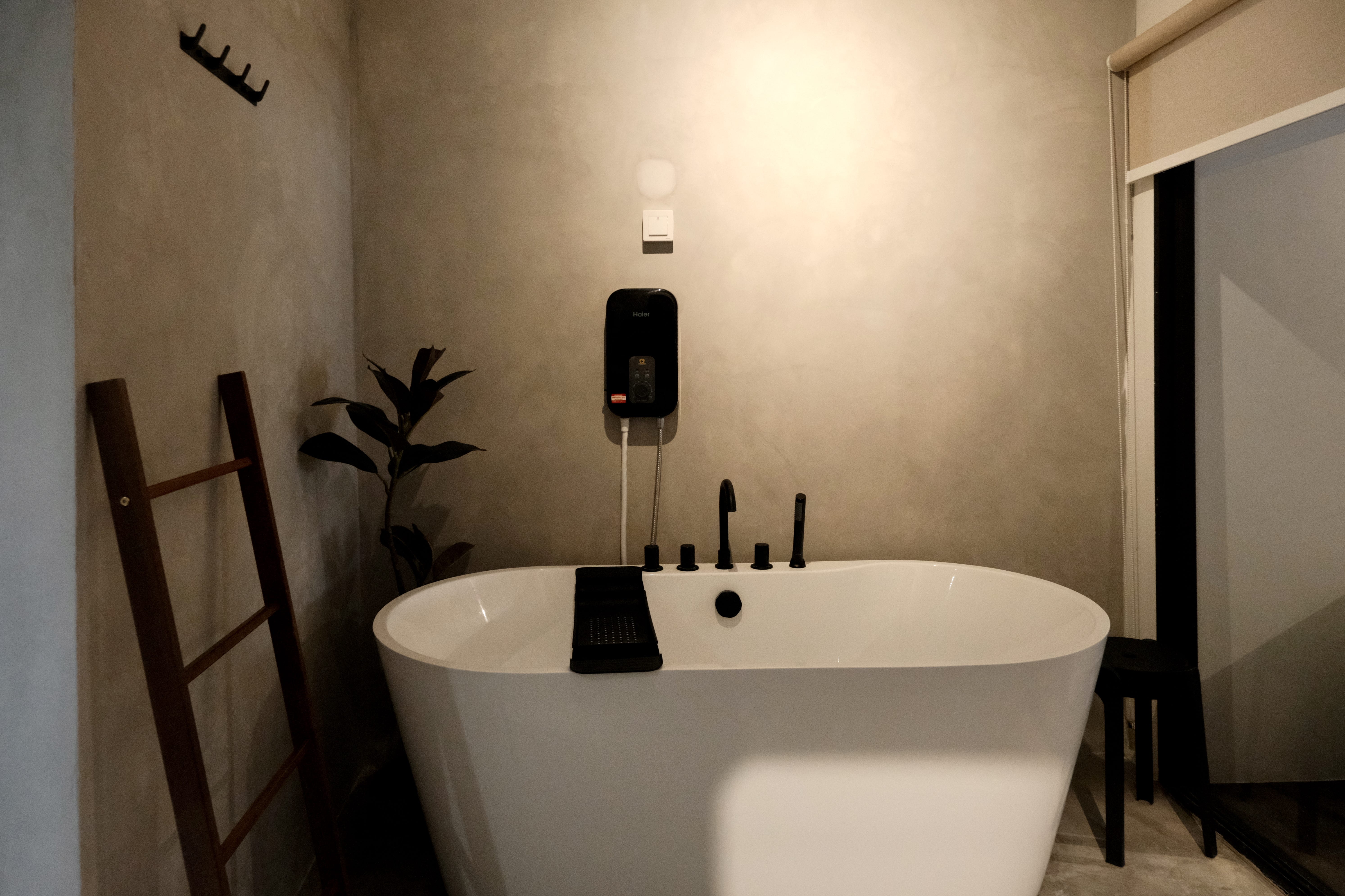 One of the bathrooms in the Aayu Homes shophouse in Penang, Malaysia.