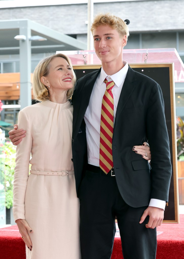 Naomi Watts and son Sasha Schreiber at Watts' Hollywood Walk of Fame star ceremony