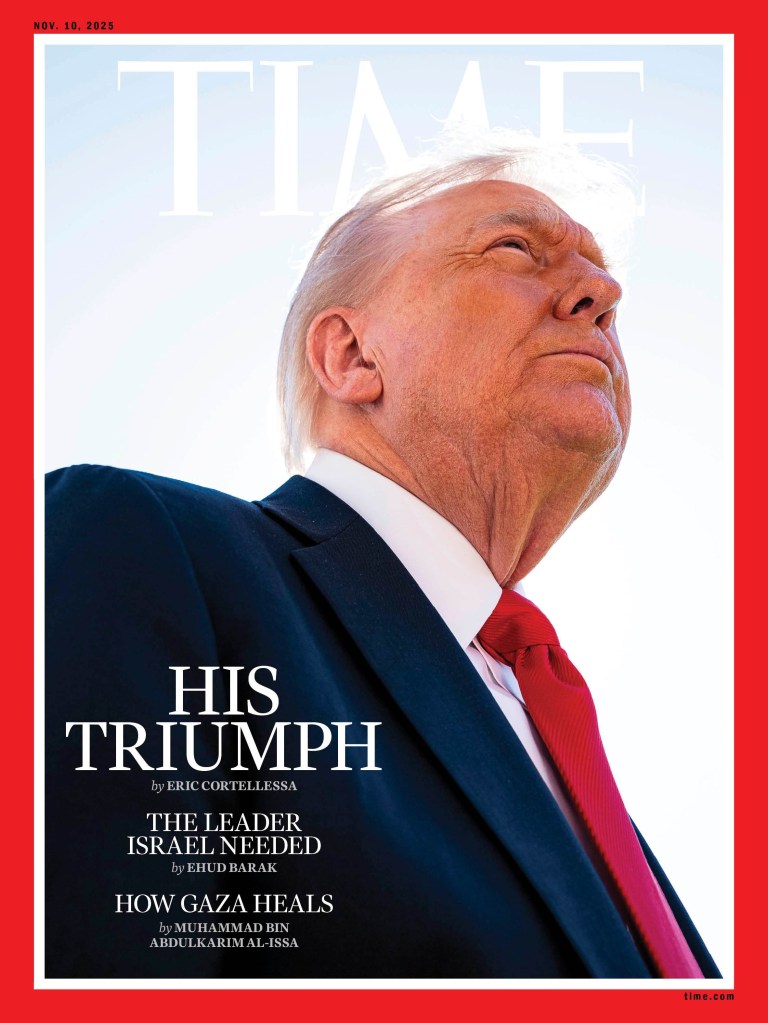 Donald Trump criticized Time magazine for using what he described as the “worst photo of all time” of him on the cover of its story about the release of Israeli hostages from Gaza.