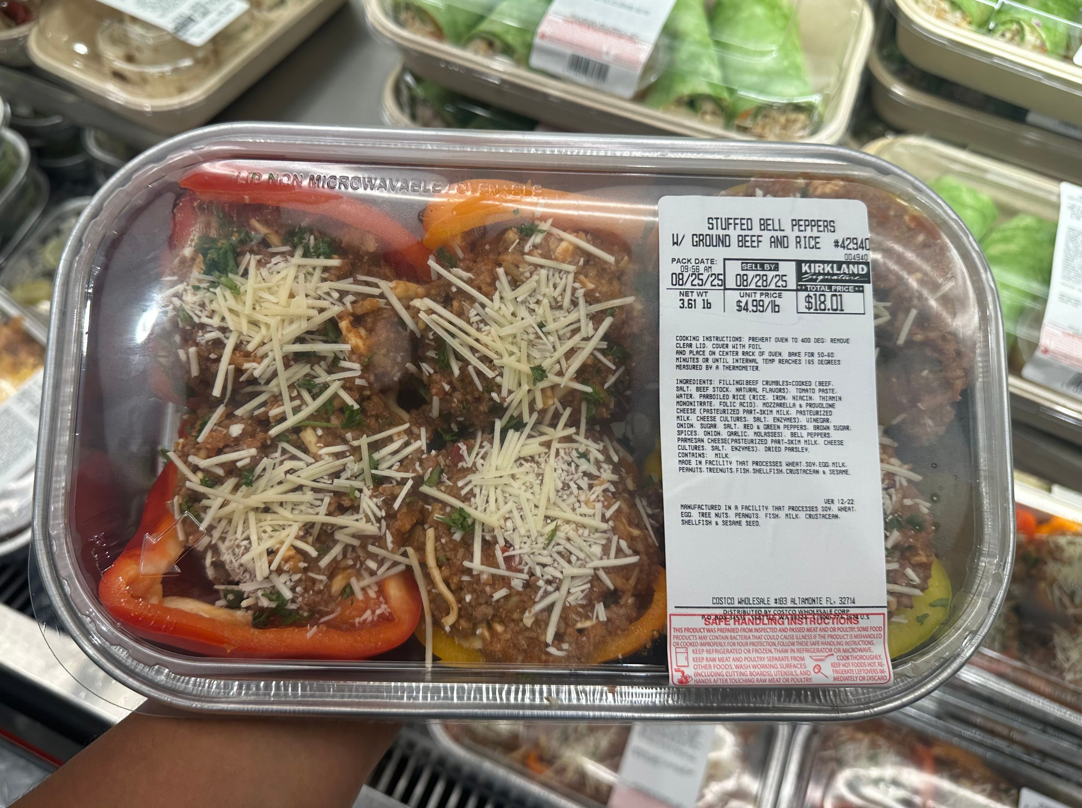 Costco stuffed peppers in plastic packaging