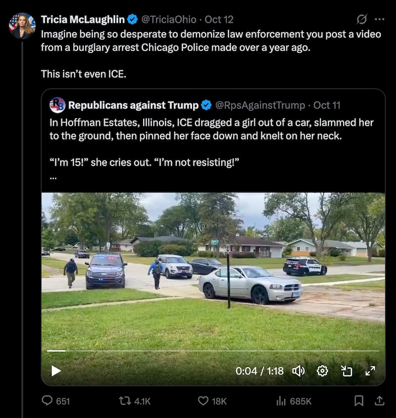McLaughlin's tweet that contained provable falsehoods, and remained up at the time of publication.