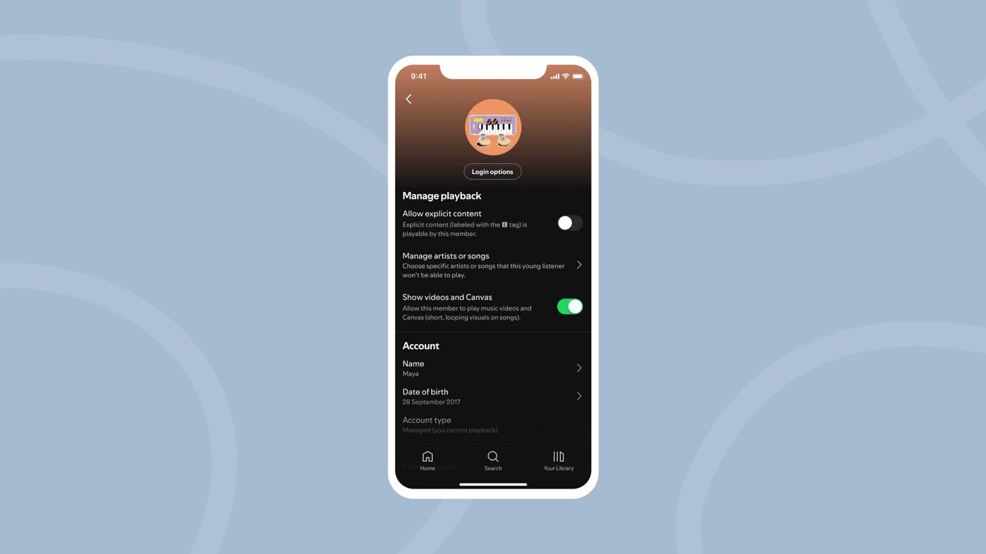 gif of parental controls on Spotify