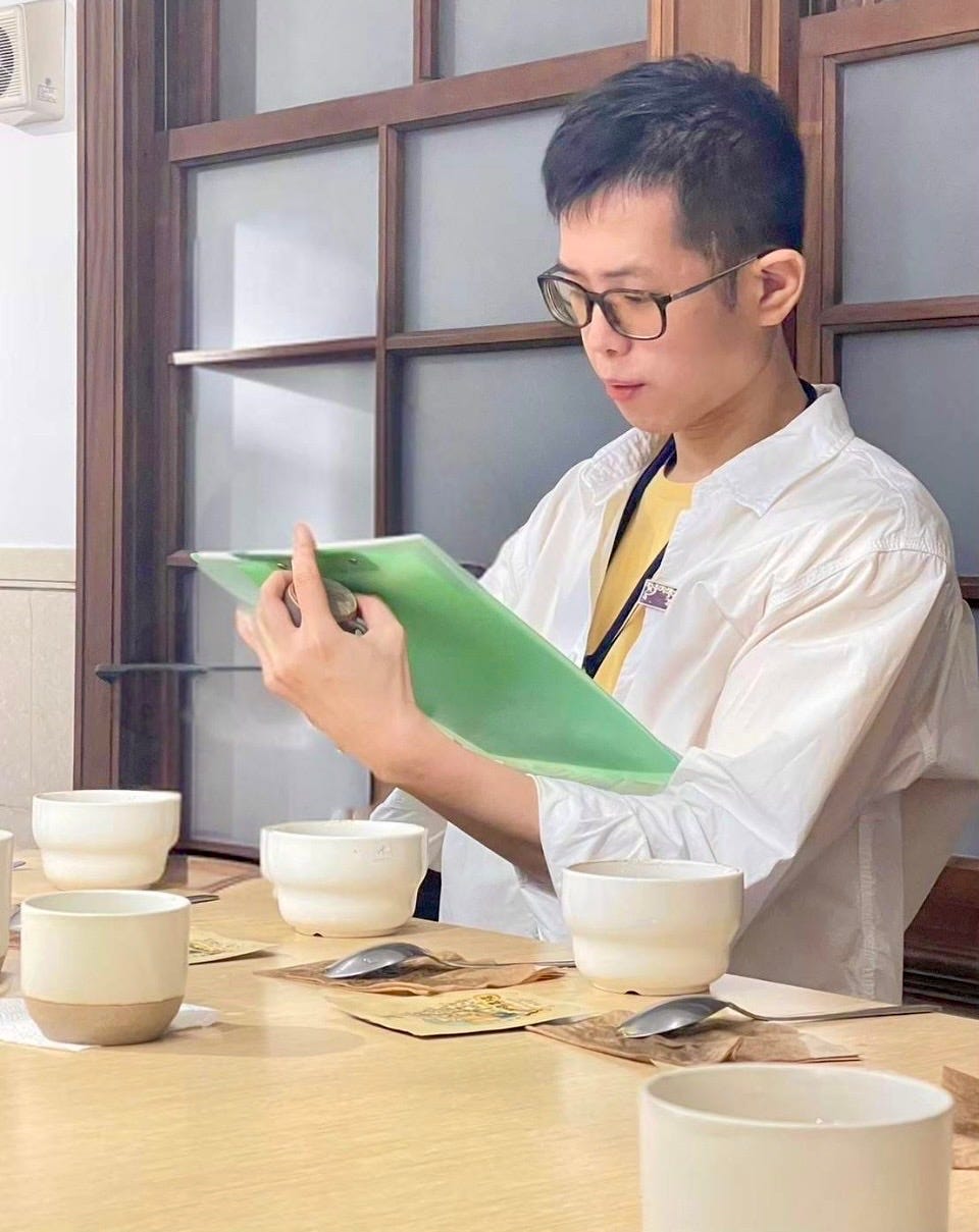 After 10 years as a barista, Nian Yang-yi is now a coffee bean quality control specialist.
