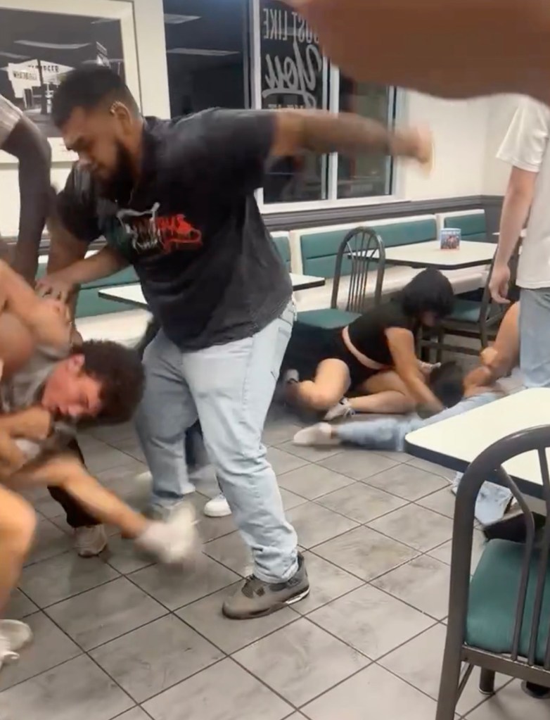 Brawl at a Whataburger restaurant in San Antonio, Texas.