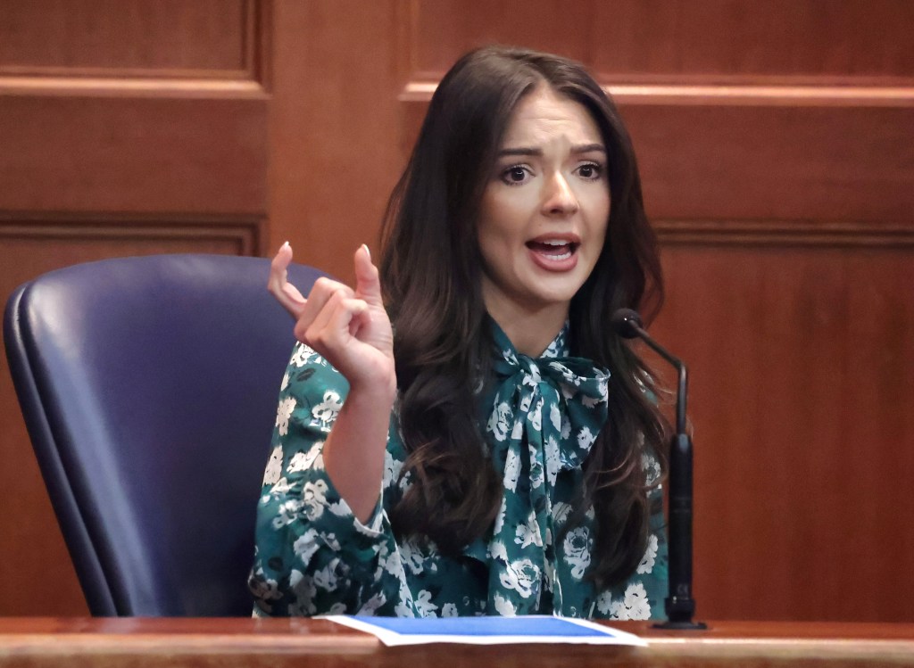 Lindsey Langston speaks during a hearing in Third Judicial Circuit court in Lake City, Florida, on Sept. 26, 2025.
