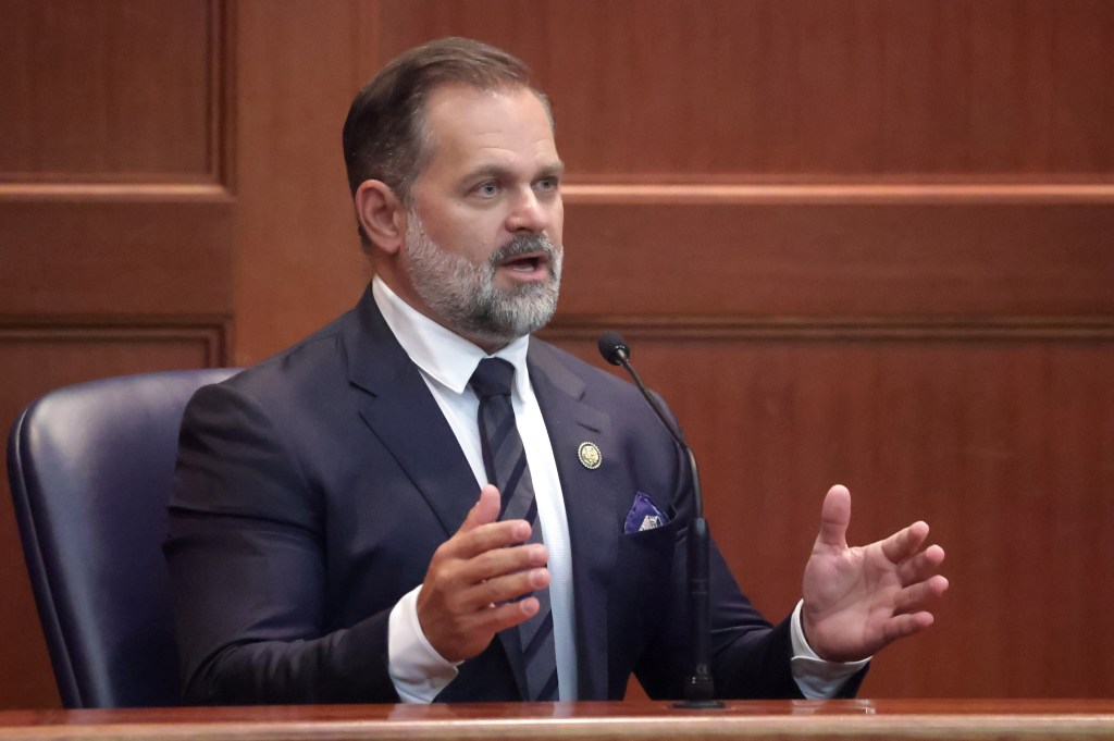 Rep. Cory Mills speaks during a hearing in Lake City court on Sept. 256, 2025.