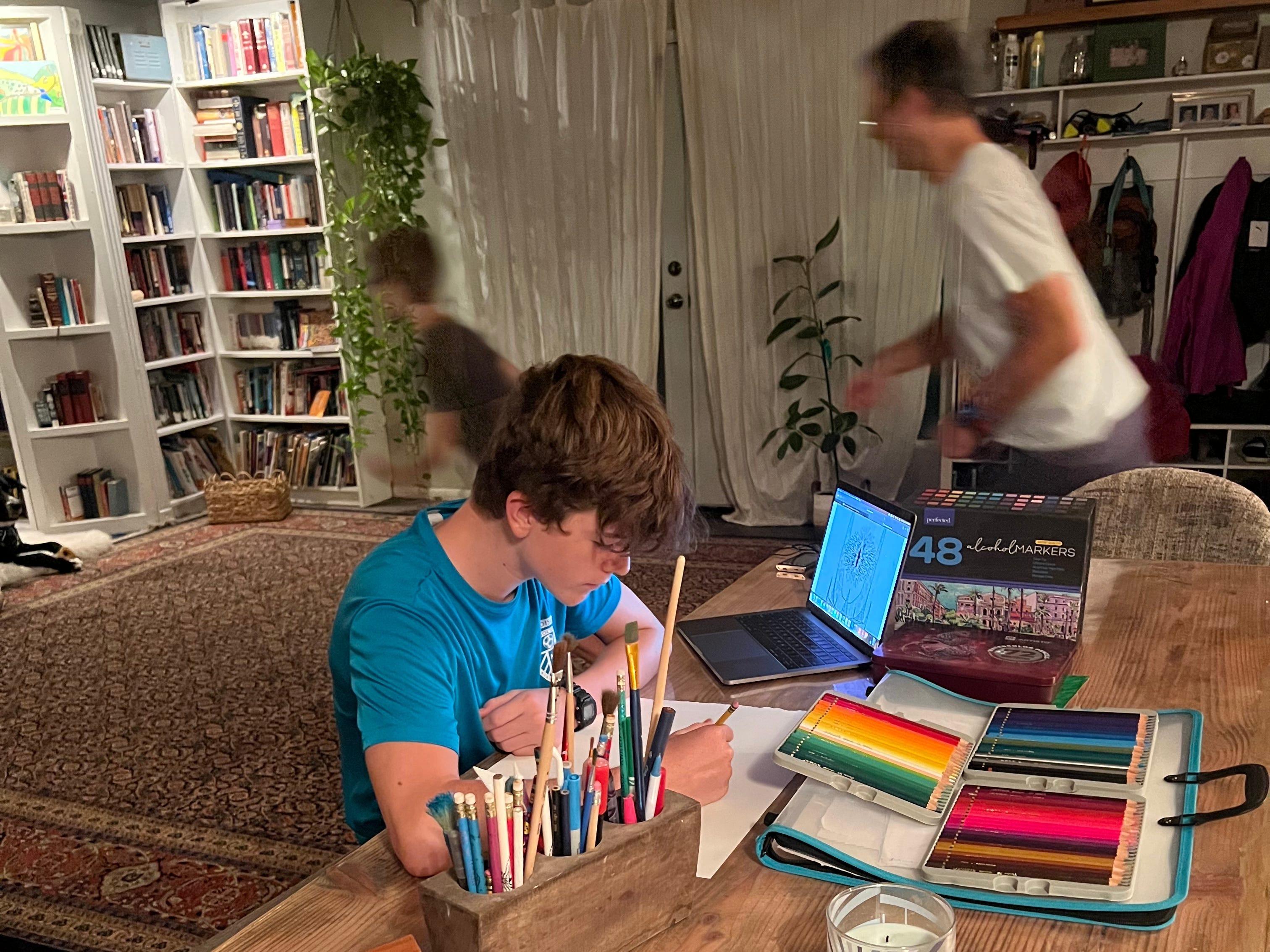 The author's family at home.